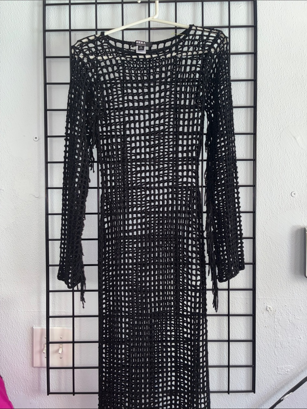 Hera Collection Black Open-Knit Long Sleeve Maxi Cover-Up